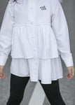 Girls' White Long Shirt | S-116