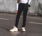 Girls' Black Pants with Belt | S-94