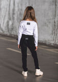 Girls' Black Pants with Belt | S-94