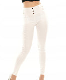 Italian-style High-Waisted White Pants with Golden Details | HAL-182-W