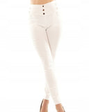 Italian-style High-Waisted White Pants with Golden Details | HAL-182-W