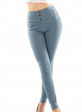 Italian-style High-Waisted Blue Jeans Pants with Golden Details | HAL-182-BJ