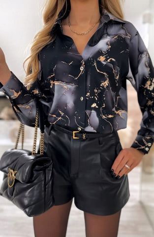 Women's Italian Style Marble Print Shirt | HAL-179