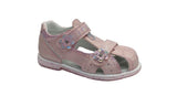 Girls' Pink Closed-Toe Sandals with Flower Details | AB272PINK