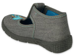Befado Dark Gray School Slippers with Dinosaur HONEY | 531P098