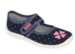 Befado Dark Blue School Slippers with Hearts | 945X465