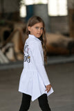Girls' White Cotton Long Shirt | S-88