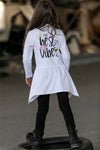 Girls' White Cotton Long Shirt | S-88