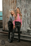 Girls' Black Eco Leather Pants | S-85