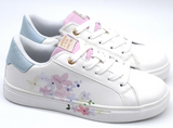 AC Big Girls' White Sneakers with Floral Pattern | 122/22-W