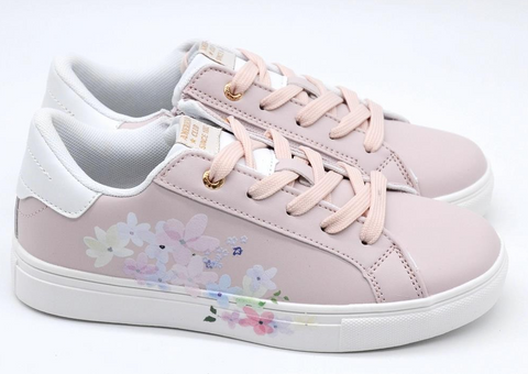 AC Big Girls' Light Pink Sneakers with Floral Pattern | 122/22-LP