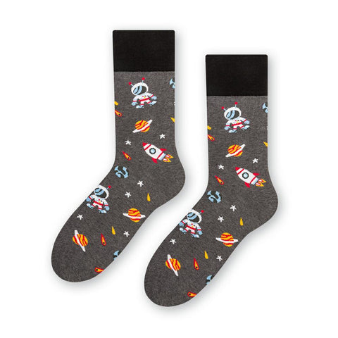 Steven Men's Gray Socks with Cosmic Pattern | ART-084XR013