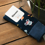 Steven Men's Dark Blue Socks with Cosmic Pattern | ART-084XR014