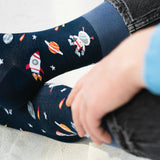 Steven Men's Dark Blue Socks with Cosmic Pattern | ART-084XR014
