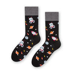 Steven Men's Black Socks with Cosmic Pattern | ART-084XR015