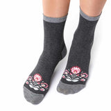 Steven Women's Dark Gray Socks with Lowicz Folk Pattern | ART-118KI047