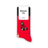 Steven Men's Red Socks with Silesian Folk Pattern | ART-118XO007