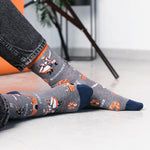 Steven Men's Gray Socks with Cracow Folk Pattern | ART-118XO030