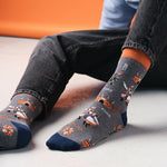 Steven Men's Gray Socks with Cracow Folk Pattern | ART-118XO030