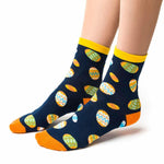 Steven Women's Dark Blue Socks with Easter Egg Pattern | ART-136CN049