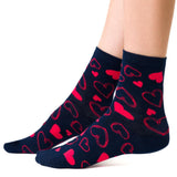 Steven Women's Dark Blue Socks with Hearts Pattern | ART-136CN066