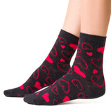 Steven Women's Graphite Socks with Hearts Pattern | ART-136CN067