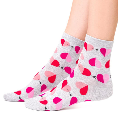 Steven Women's Gray Socks with Hearts Pattern | ART-136CN068