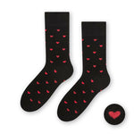 Steven Men's Black Socks with Small Hearts Pattern | ART-136KM086