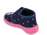 Befado Dark Blue and Pink School Slippers with Ponny Embroidery | 538P015