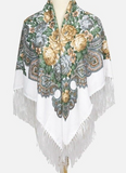 Folk Pattern Scarf with Fringes | HAL-224