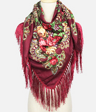 Folk Pattern Scarf with Fringes | HAL-224