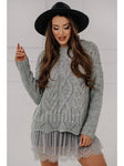 Women's Gray Knitted Oversize Sweater | BIANKA