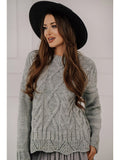 Women's Gray Knitted Oversize Sweater | BIANKA