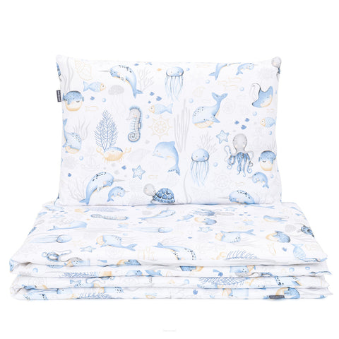 White Bedding Set with Sea Animals Pattern 100x135 | MMT-19