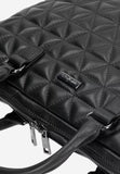 Wojas Woman's Black Leather Quilted Crossbody / Laptop Bag | 91010-51