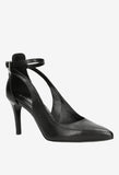 Wojas Black Leather High Heels with Single Strap | 35018-51