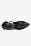 Wojas Black Leather High Heels with Single Strap | 35018-51