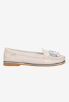 Wojas Light Pink Leather Loafers with Fringes | 4617055
