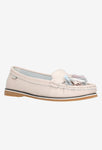 Wojas Light Pink Leather Loafers with Fringes | 4617055
