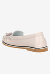 Wojas Light Pink Leather Loafers with Fringes | 4617055