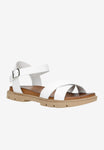 Wojas White Brown Leather Sandals with Single Strap | 76036-59