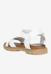 Wojas White Brown Leather Sandals with Single Strap | 76036-59