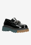 Wojas Black Leather Loafers with Two-color Soles | 4617631