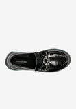 Wojas Black Leather Loafers with Two-color Soles | 4617631