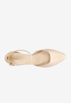 Wojas Beige Leather Heels with Single Strap | 3508654