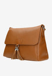 Wojas Light Brown Leather Crossbody Bag with Fringes | 8027753