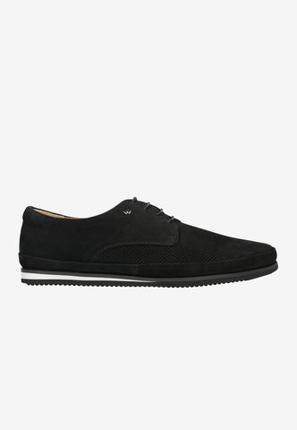 Wojas Black Leather Sneakers with Wojas Logo | 10112-21