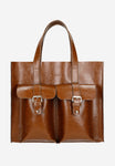 Wojas Brown Leather Tote Bag with External Pockets | 8024552
