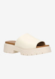 Wojas Beige Leather Platform Slide Sandals | 7402054