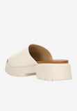 Wojas Beige Leather Platform Slide Sandals | 7402054